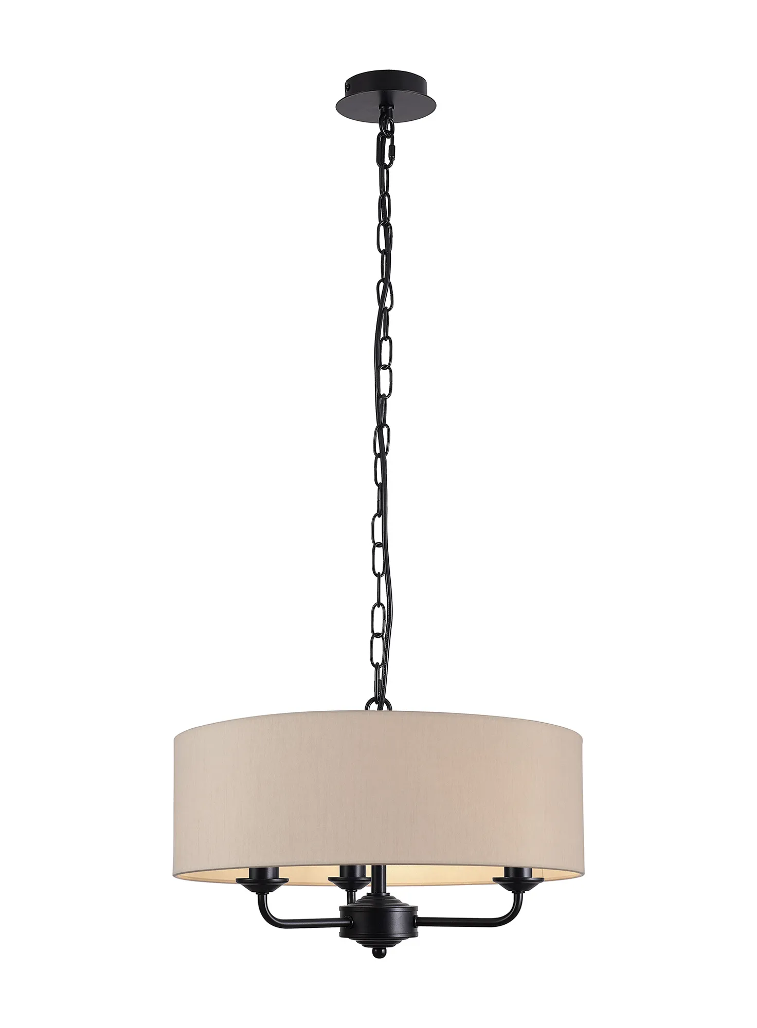 Banyan 45cm 3 Light Pendant Matt Black; Nude Beige/Moonlight